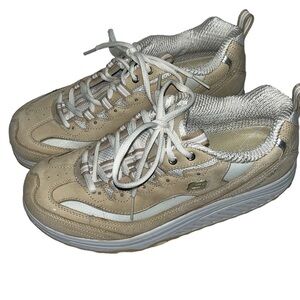 Skechers Toning Shape Up Shoes Cream Beige Tan Size 9